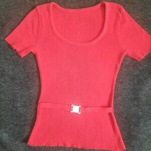 Ladies red sweater with belt